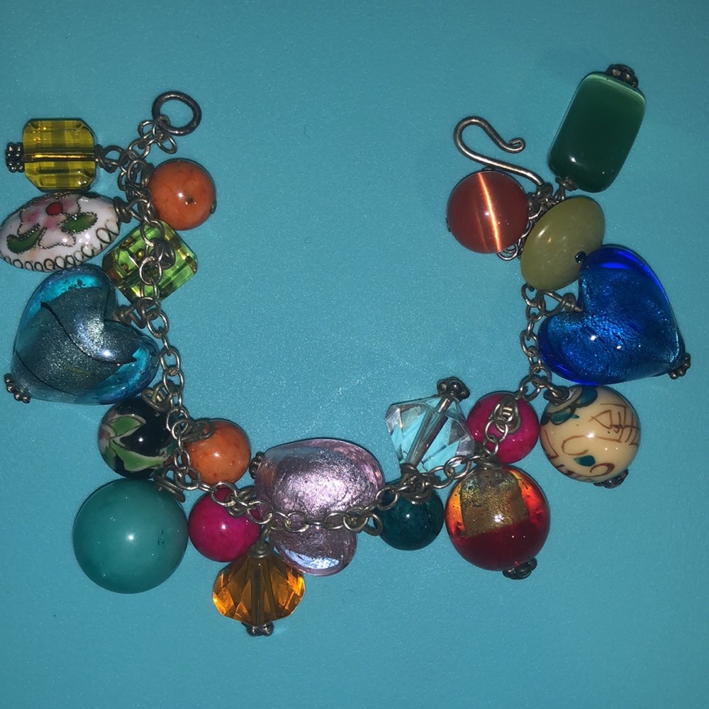 Charm Bracelet with Glass Heart Charms